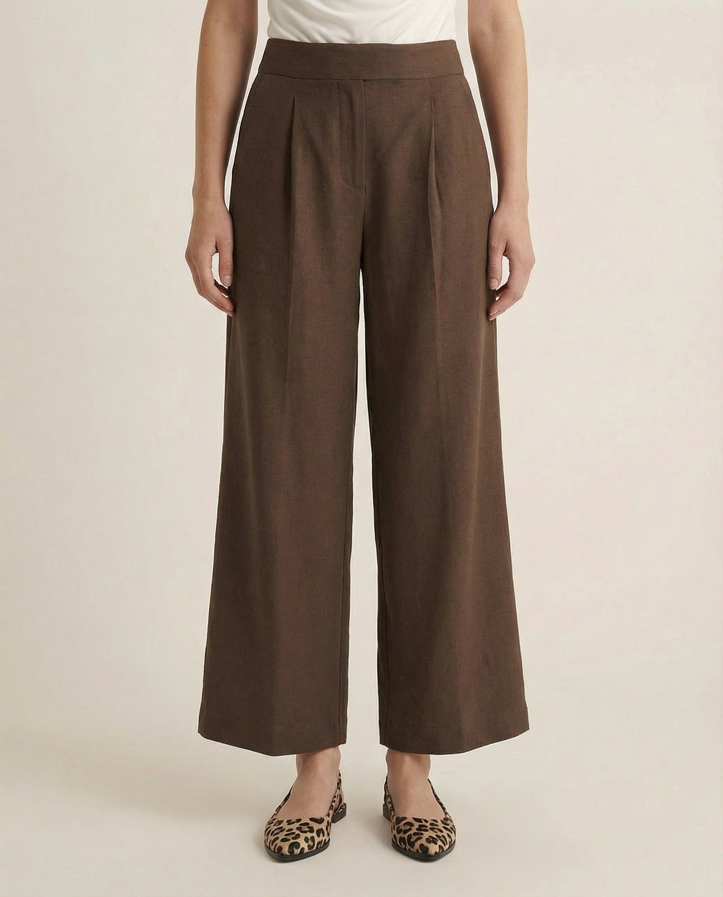 Pantalone over con pieghe in vita ed elastico - Moro