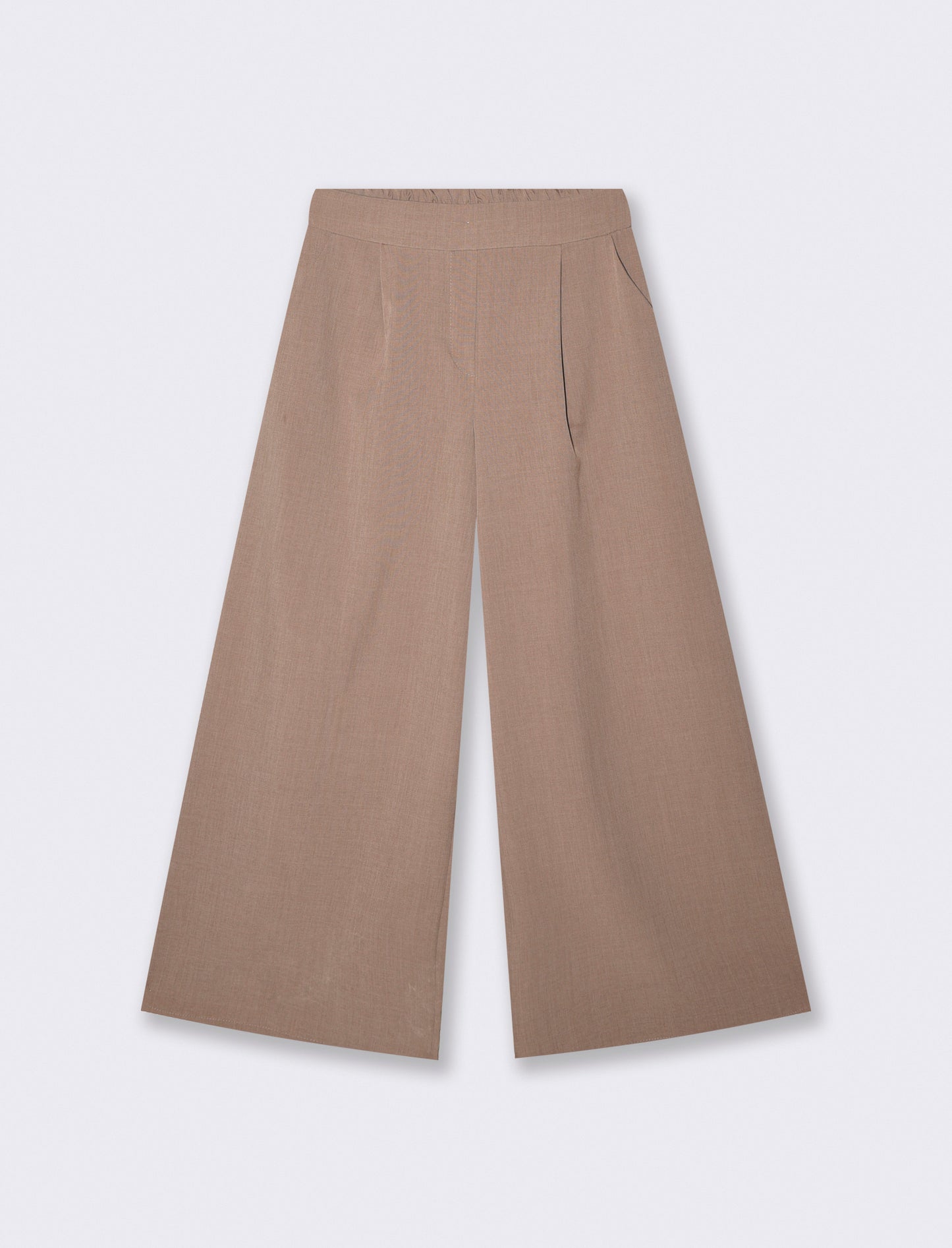 Pantalone over con pieghe in vita ed elastico - Grigio fango