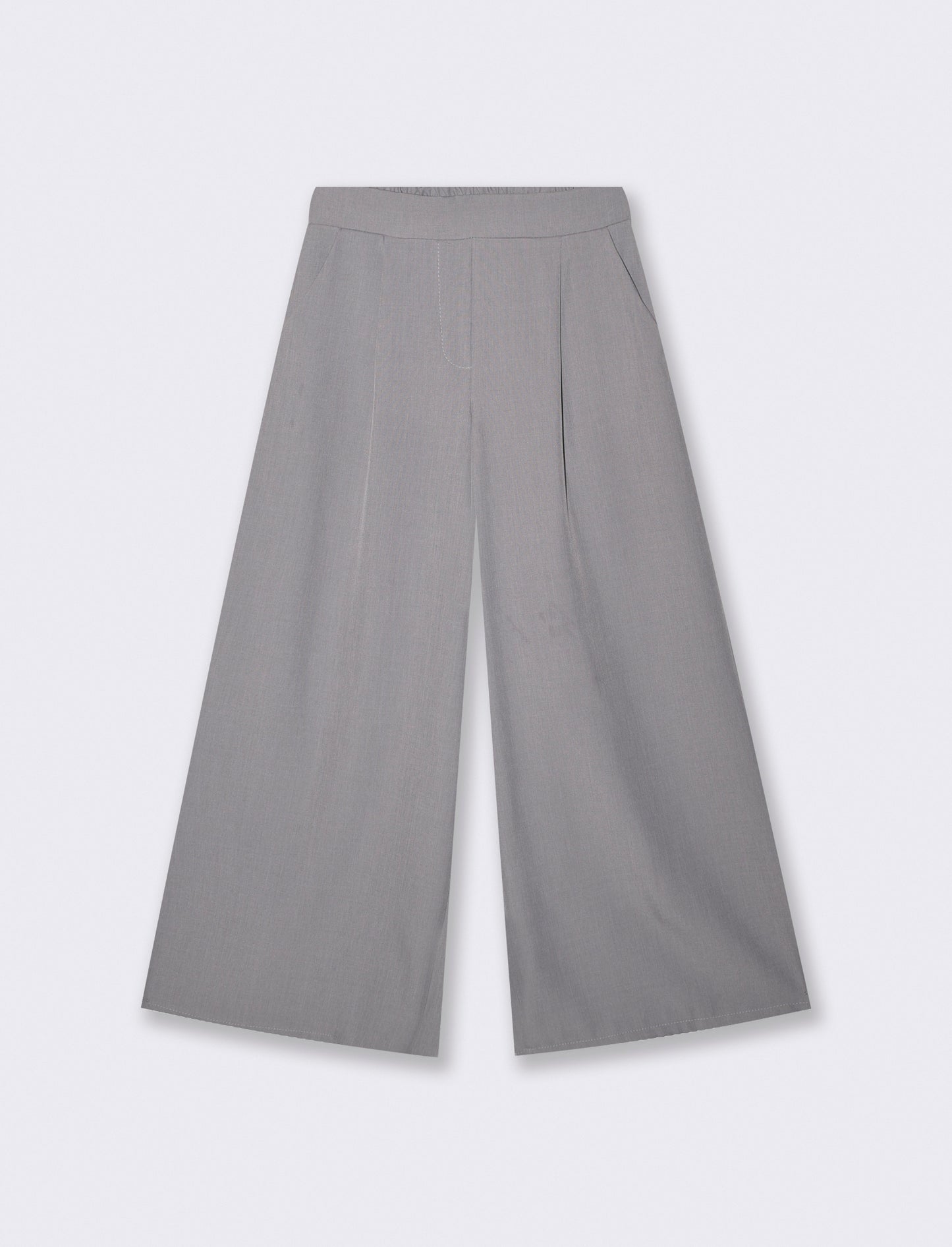 Pantalone over con pieghe in vita ed elastico - Grigio chiaro