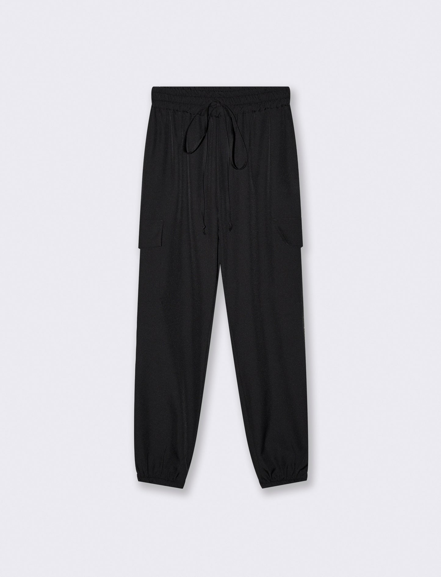 Pantalone con tasconi laterali e coulisse - Nero
