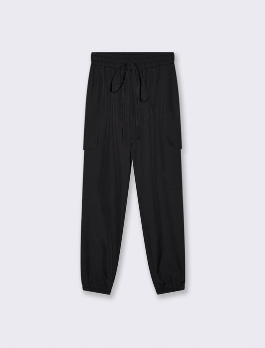 Pantalone con tasconi e coulisse - Nero