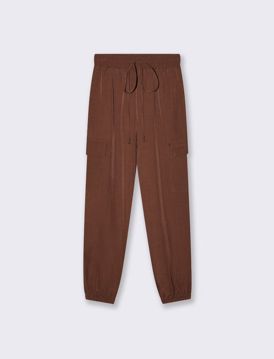 Pantalone con tasconi e coulisse - Moro