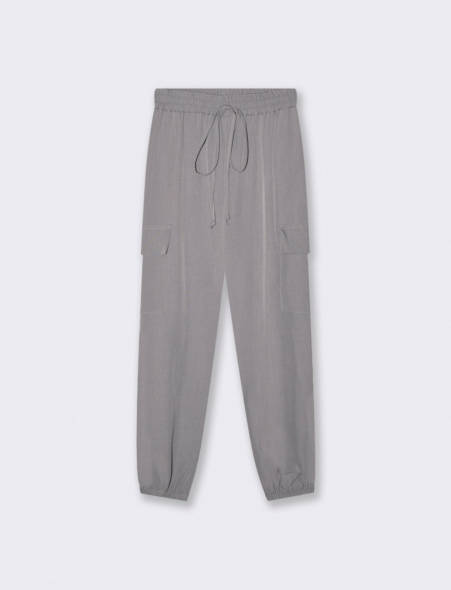 Pantalone con tasconi laterali e coulisse - Grigio