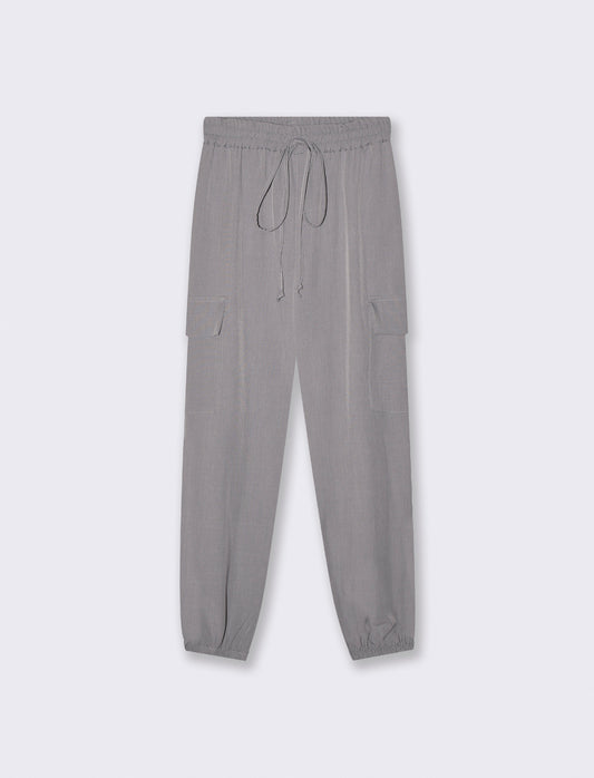 Pantalone con tasconi e coulisse - Grigio