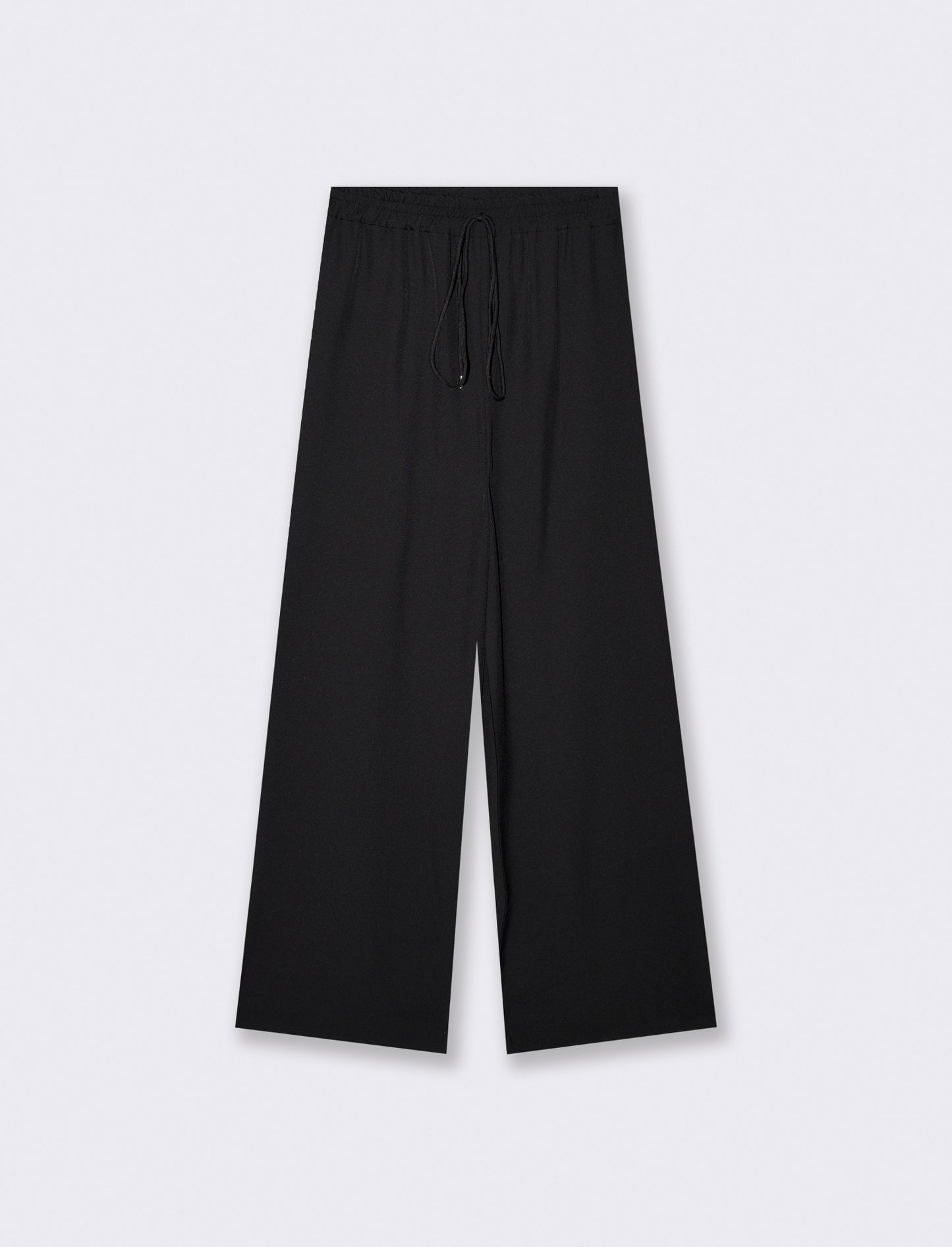 Pantalone dritto con elastico e coulisse - Nero