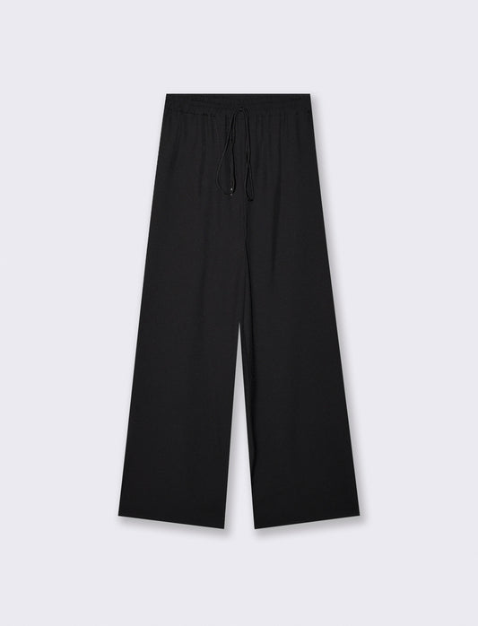 Pantalone Dritto con Elastico e Coulisse - Nero