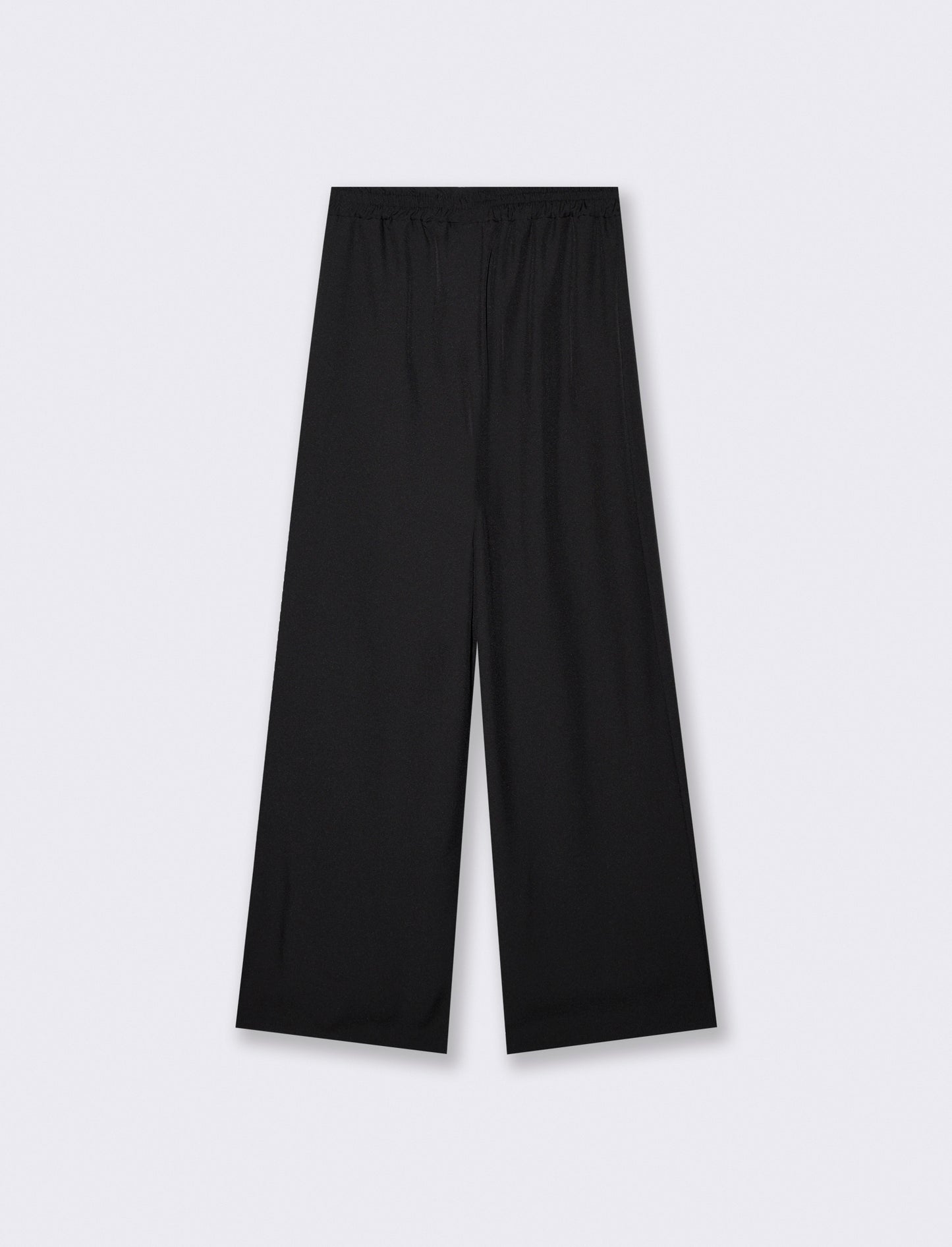 Pantalone dritto con elastico e coulisse - Nero