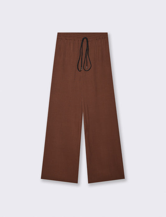 Pantalone Dritto con Elastico e Coulisse - Moro