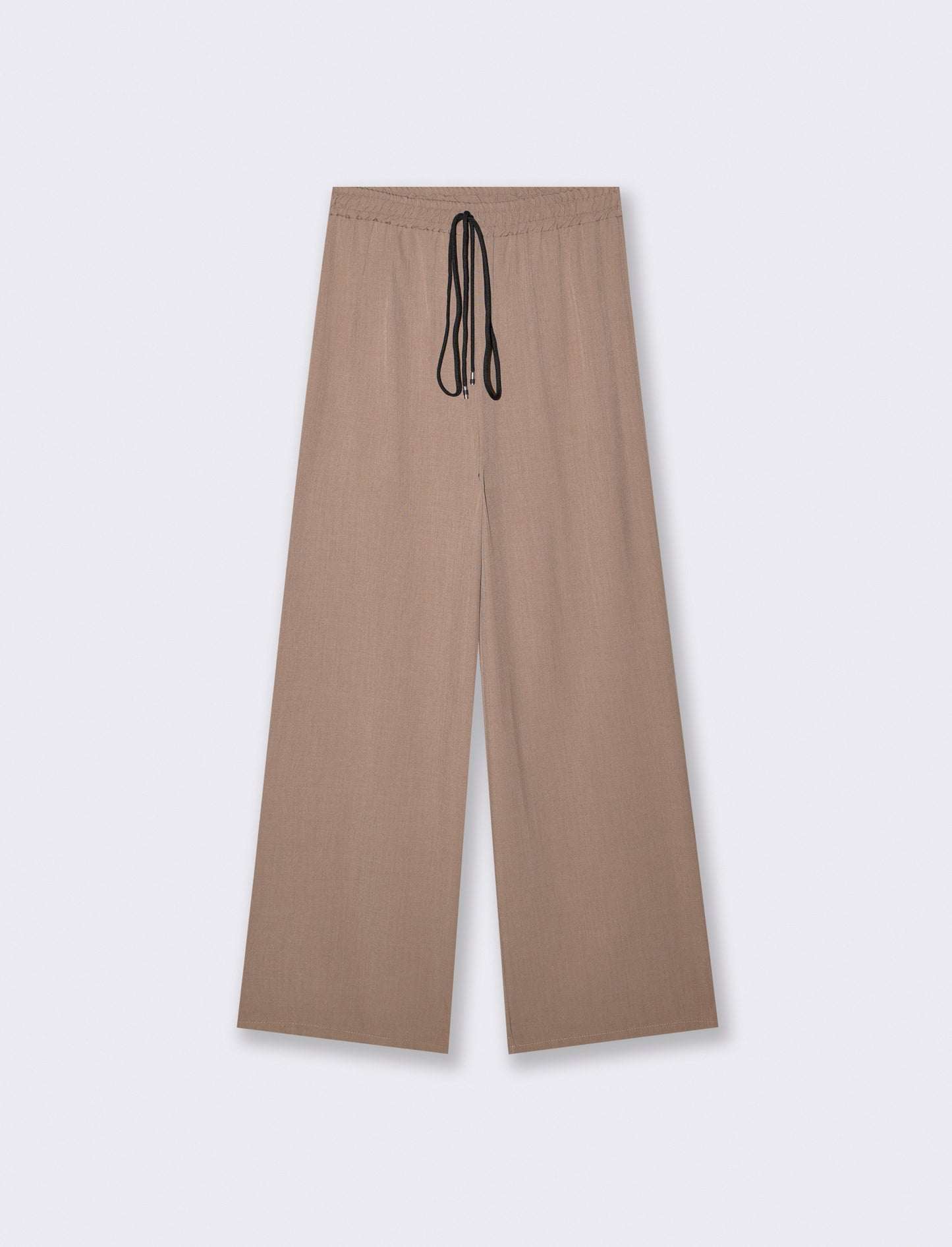 Pantalone dritto con elastico e coulisse - Grigio fango