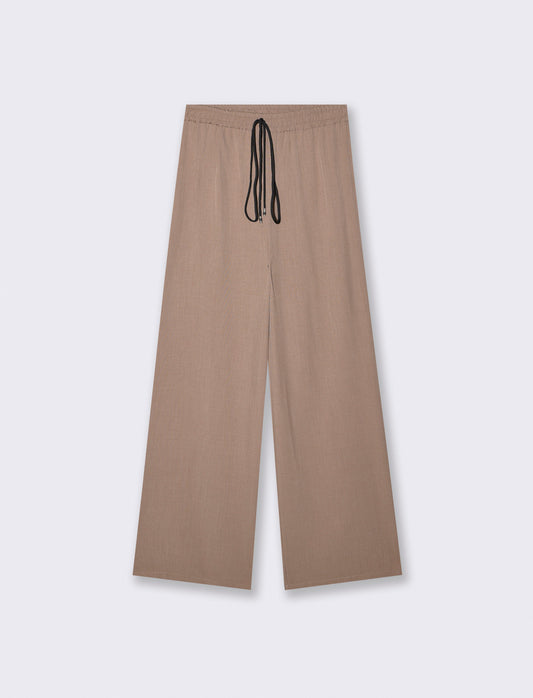 Pantalone Dritto con Elastico e Coulisse - Grigio fango