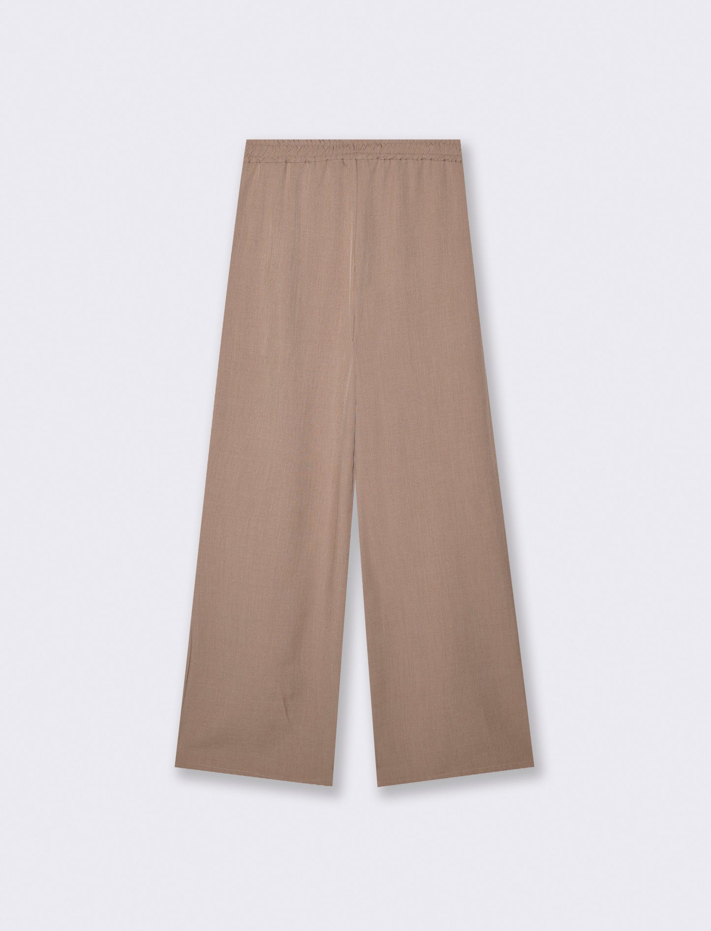 Pantalone dritto con elastico e coulisse - Grigio fango