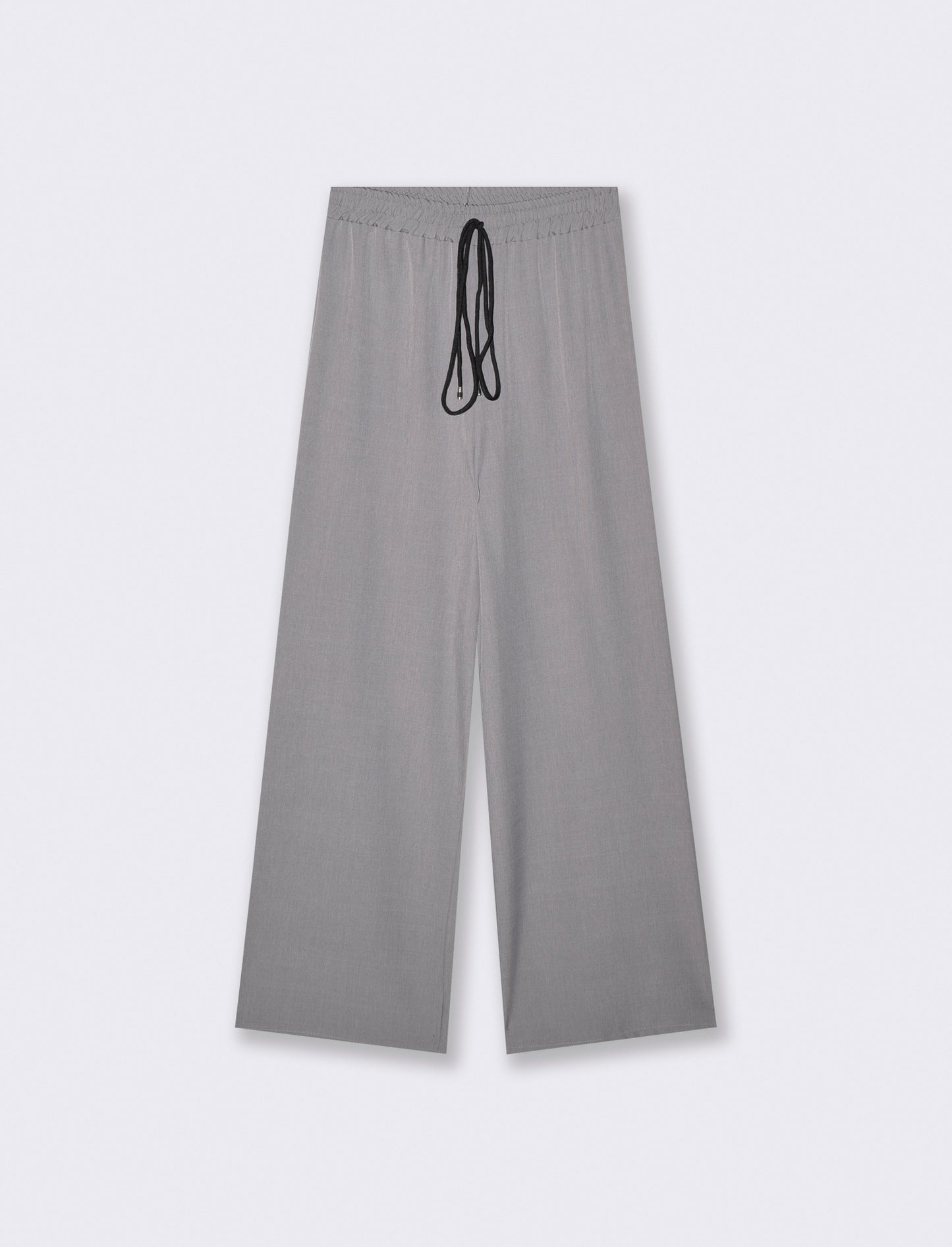 Pantalone dritto con elastico e coulisse - Grigio