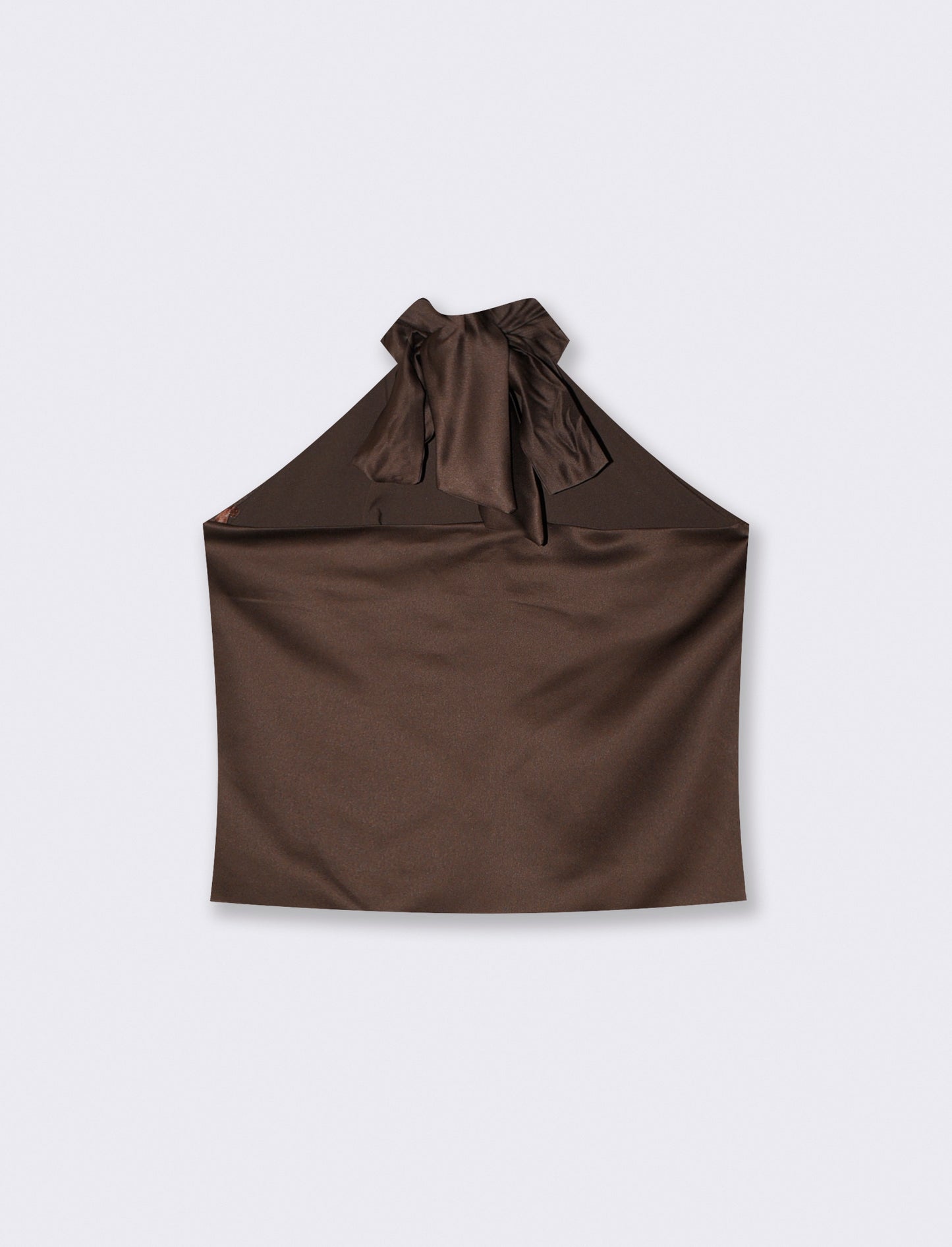 Top in raso scollato con scollo all'americana - Moro