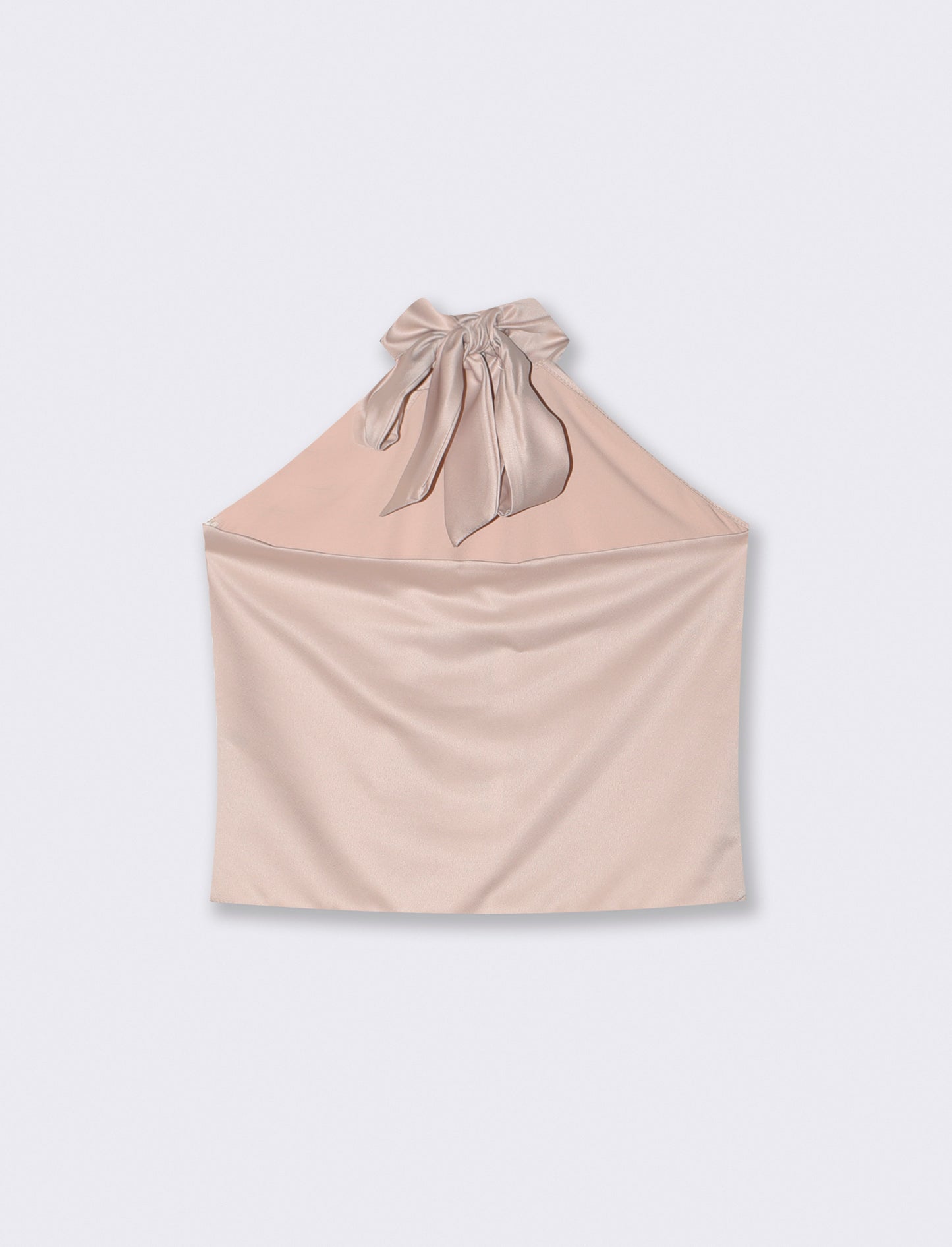 Top in raso scollato con scollo all'americana - Beige champagne