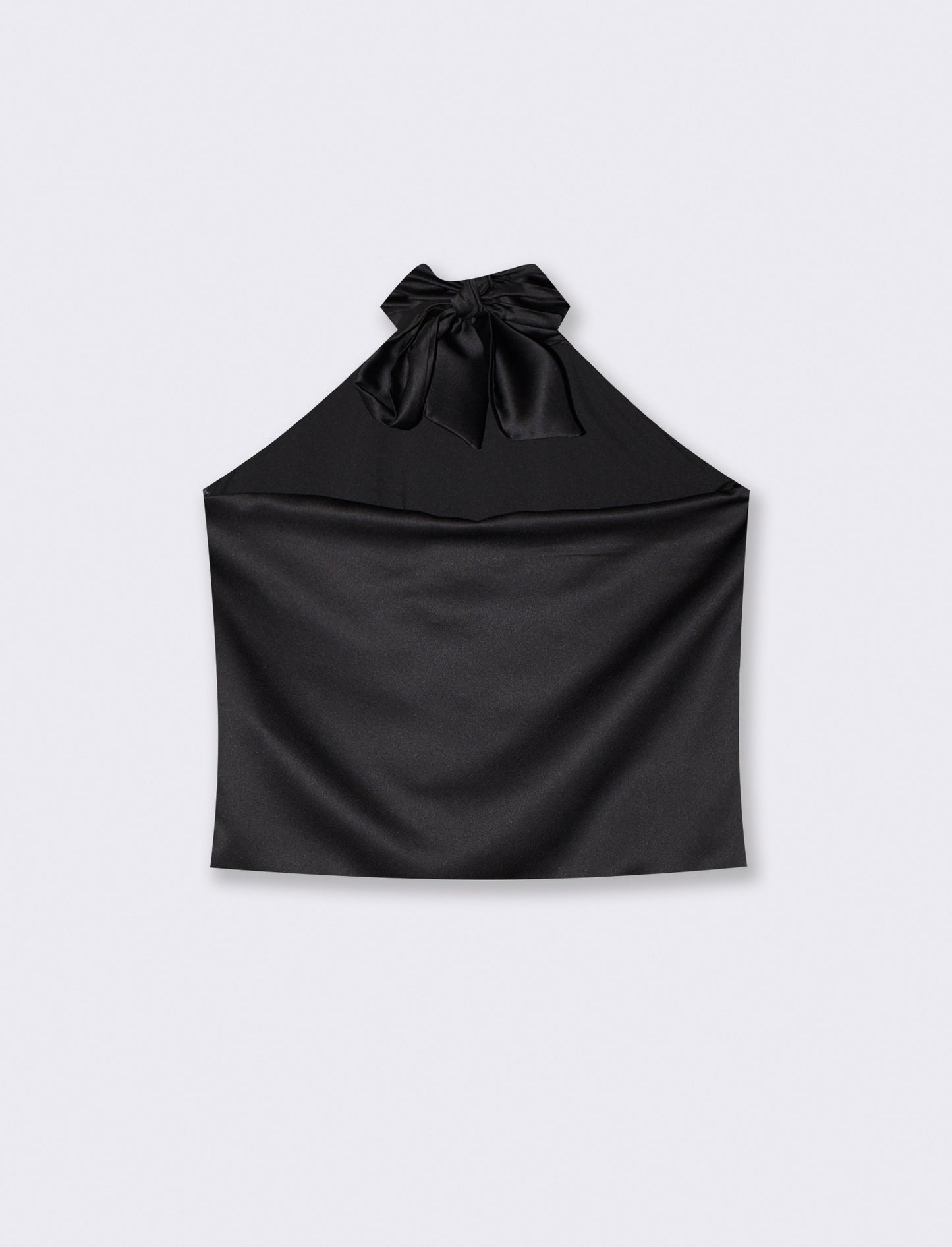 Top in raso scollato con scollo all'americana - Nero