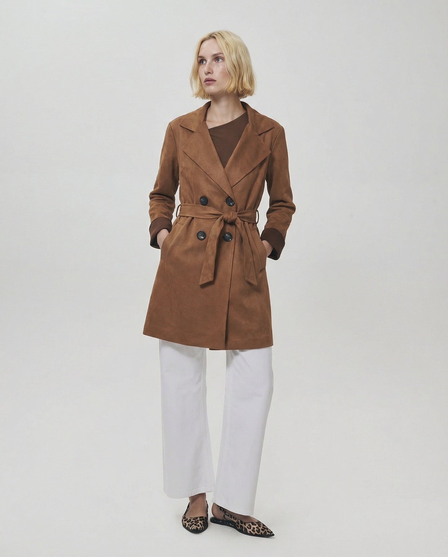 Trench in tessuto suede - Cammello