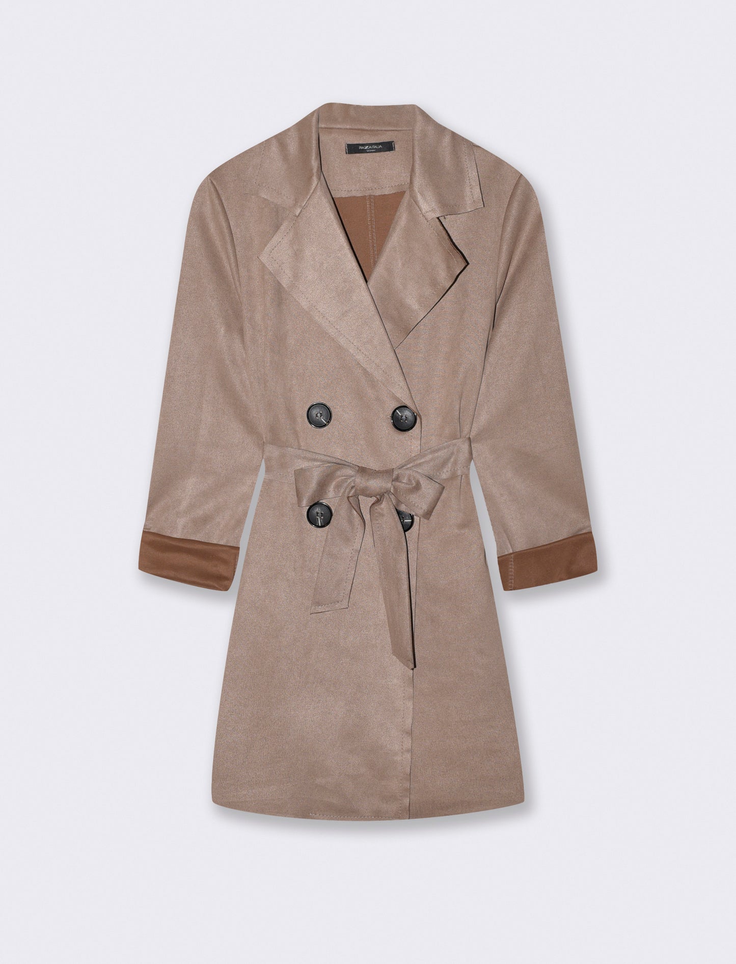 Trench in tessuto suede - Grigio fango