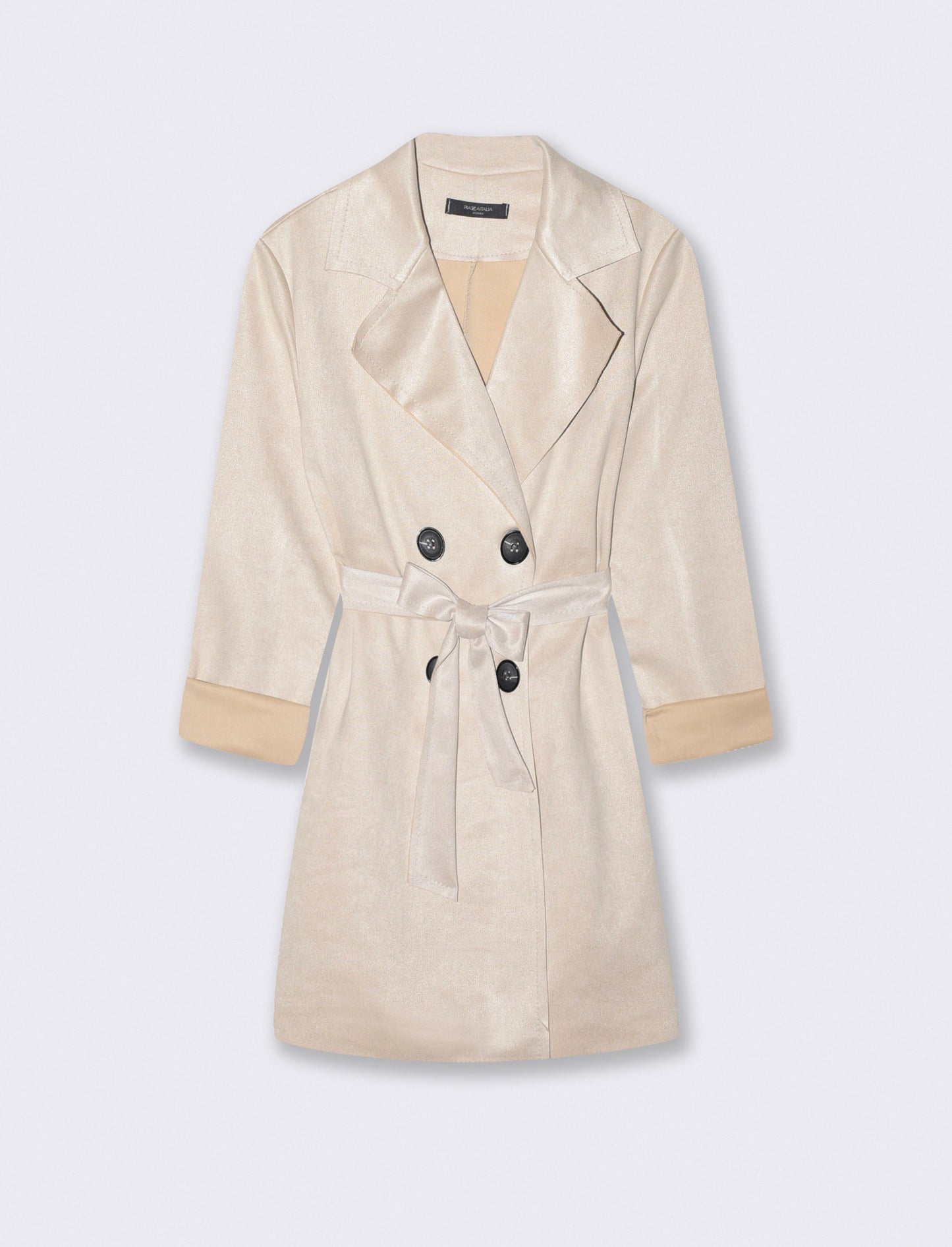 Trench in tessuto suede - Vaniglia
