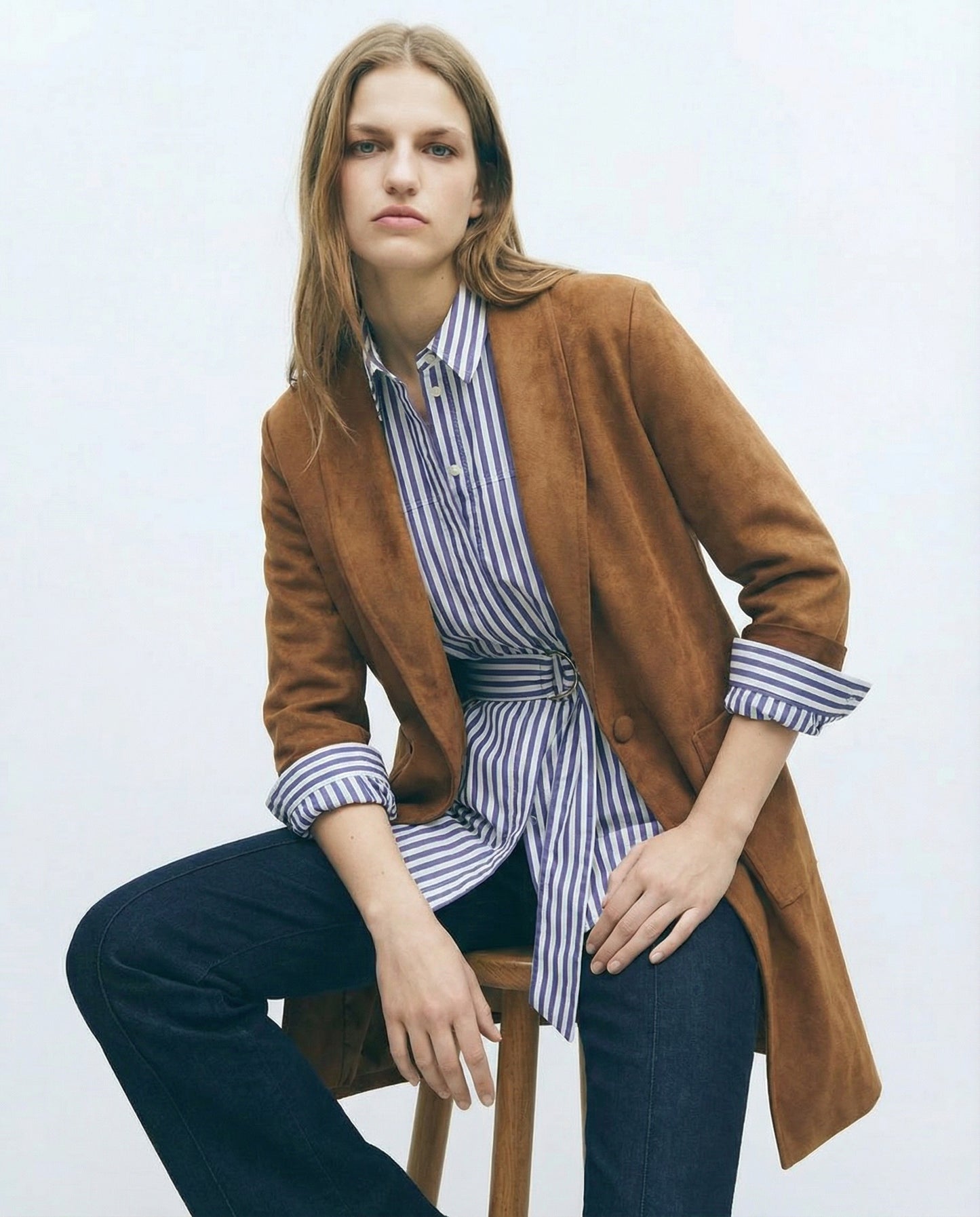 Cappotto monopetto in tessuto suede - Cammello