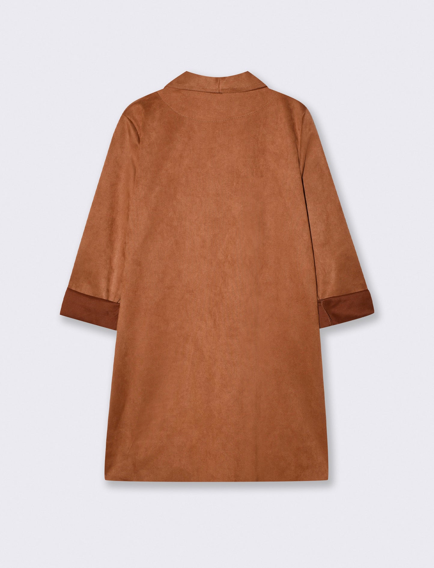 Cappotto monopetto in tessuto suede - Cammello