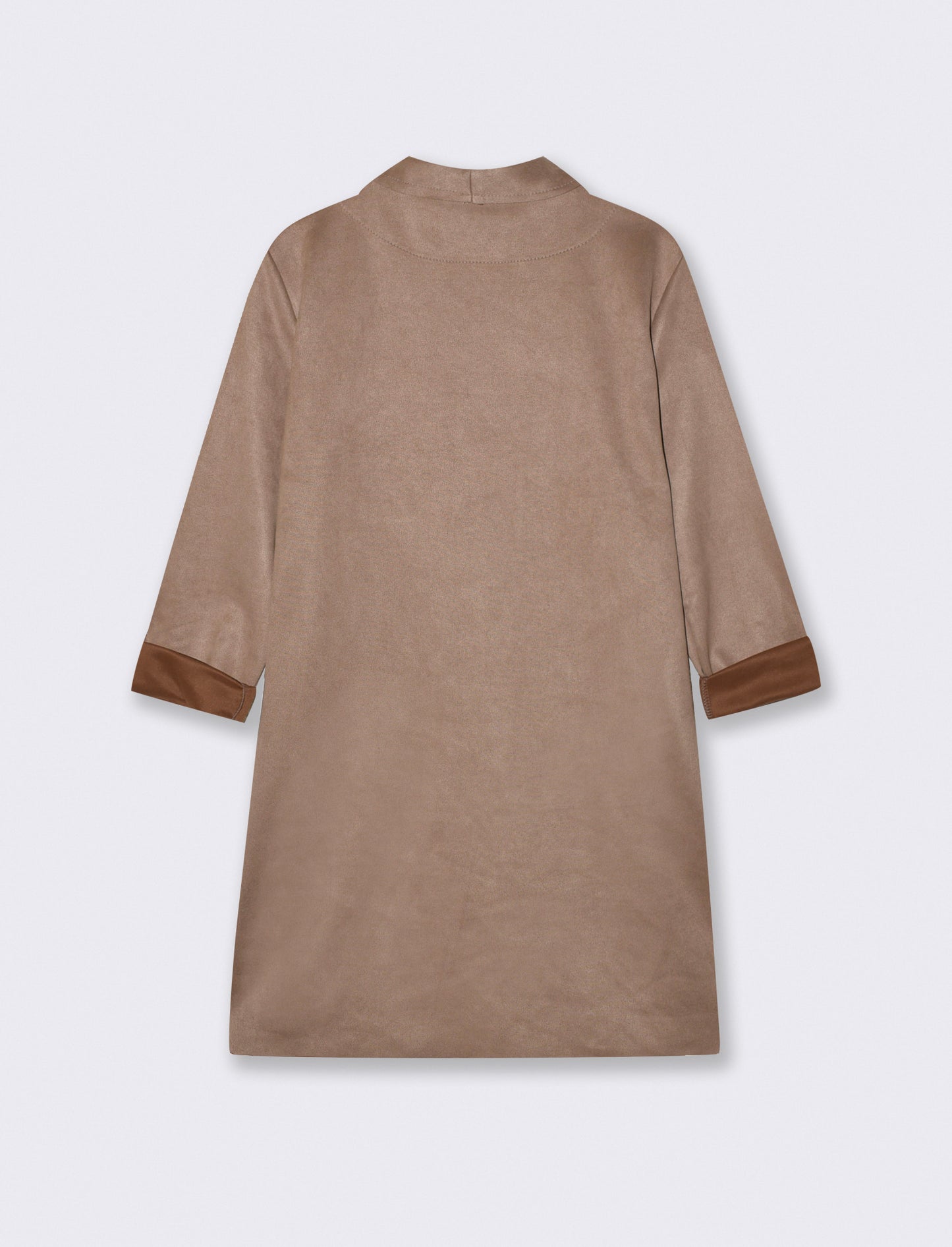 Cappotto monopetto in tessuto suede - Grigio fango