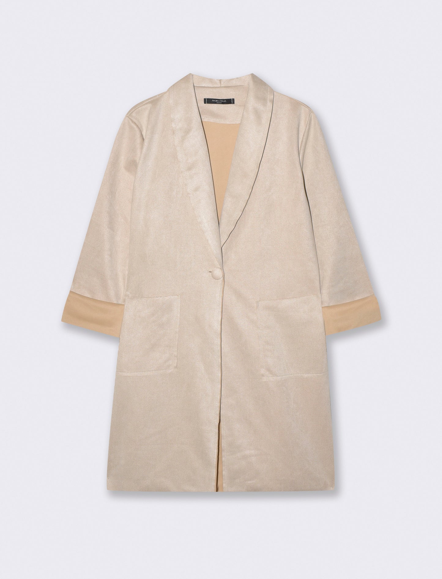 Cappotto monopetto in tessuto suede - Vaniglia