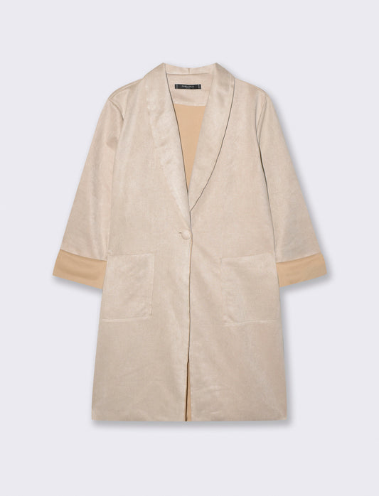 Cappotto monopetto in suede - Vaniglia