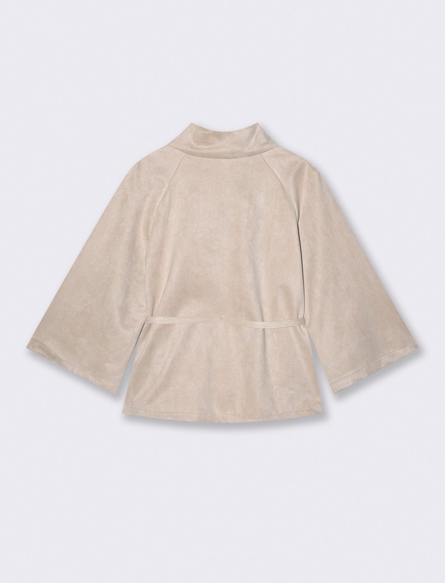 Mantella con bottoni in tessuto suede - Vaniglia