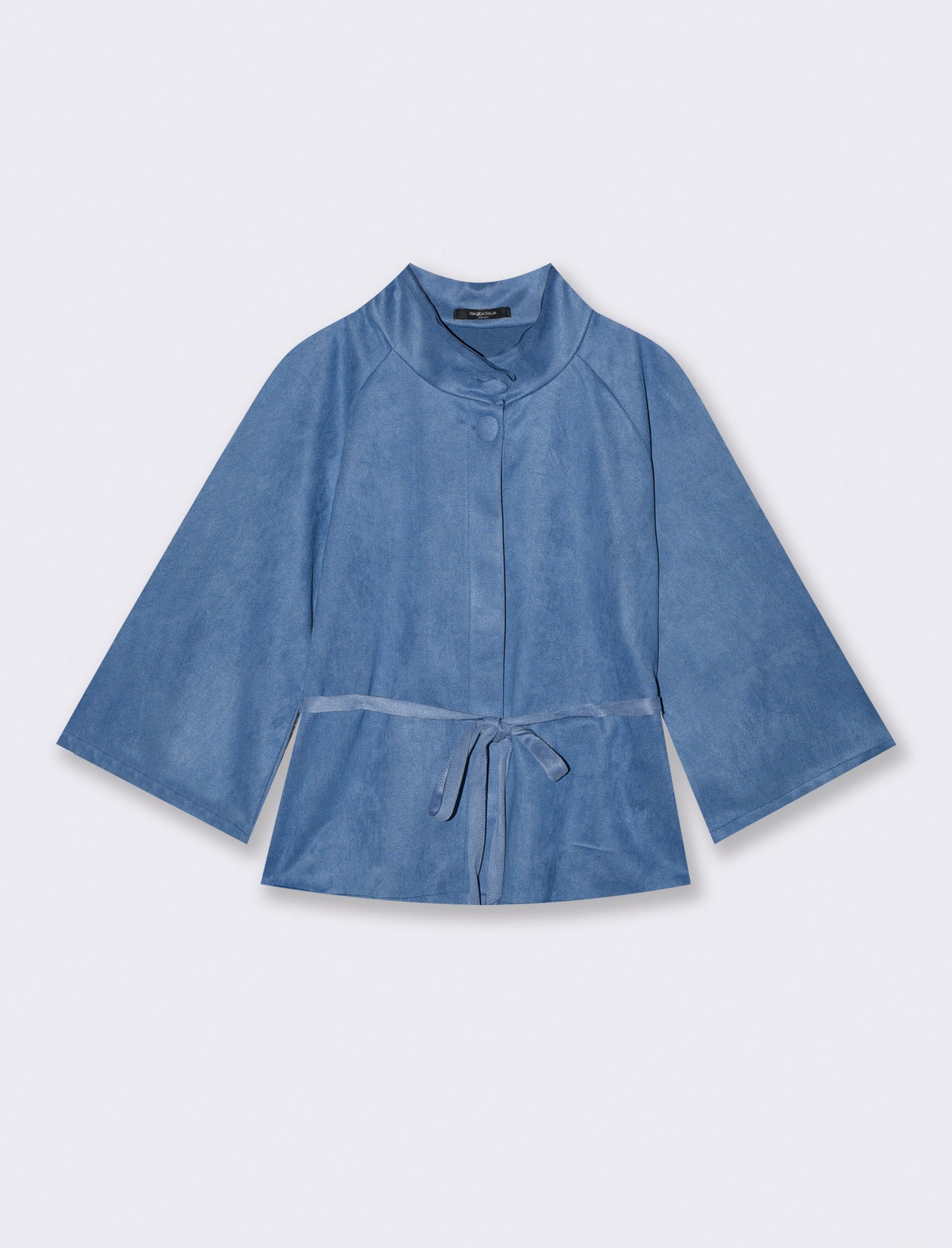 Mantella con bottoni in tessuto suede - Denim