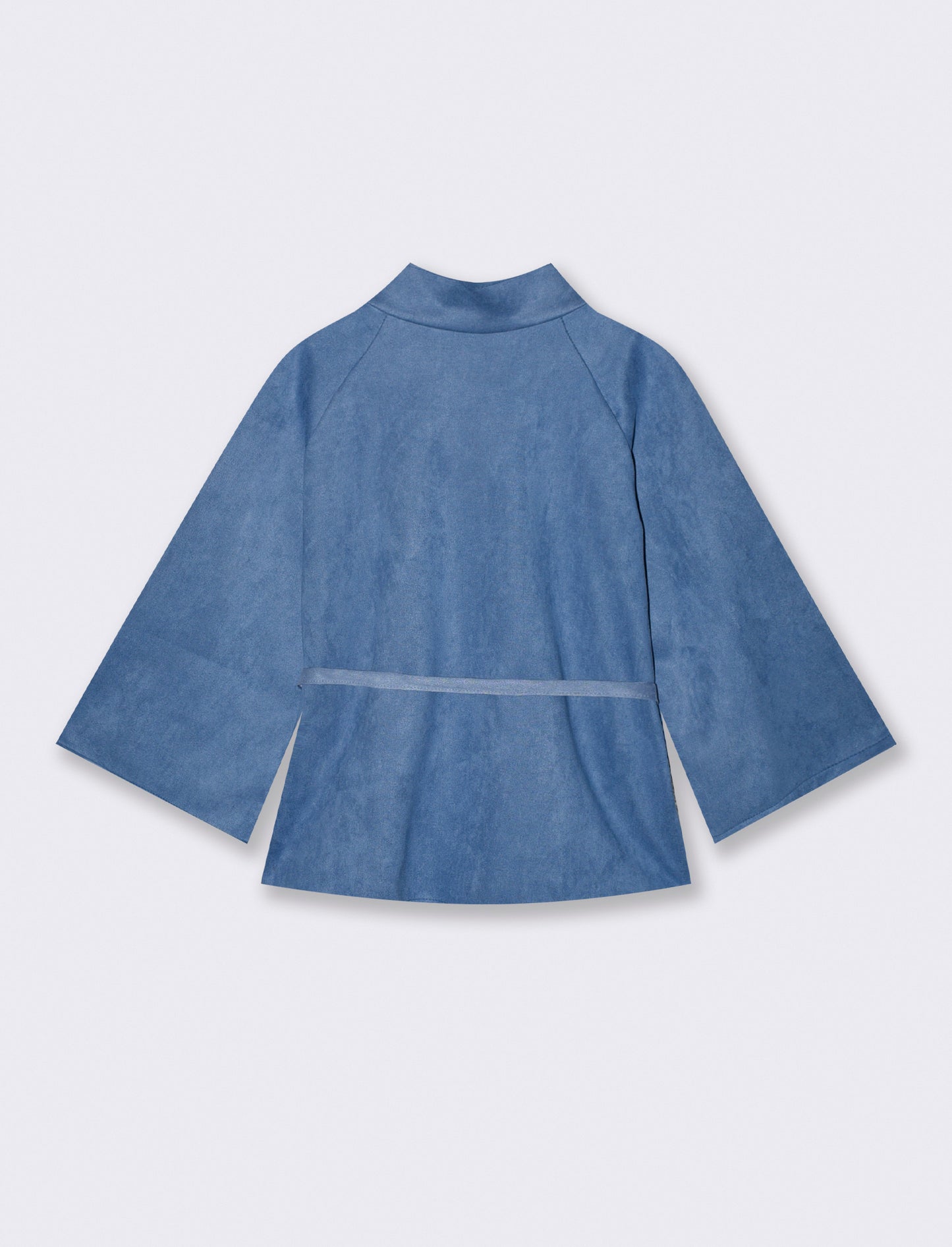 Mantella con bottoni in tessuto suede - Denim