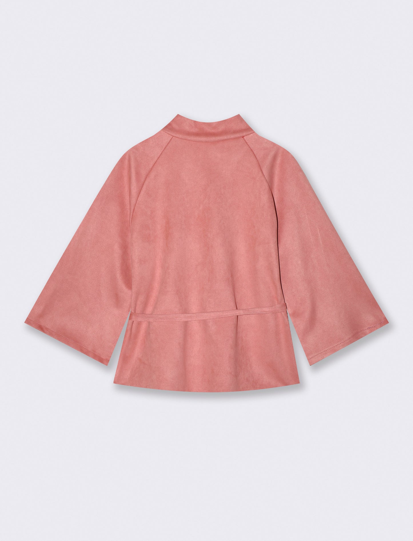 Mantella con bottoni in tessuto suede - Cipria