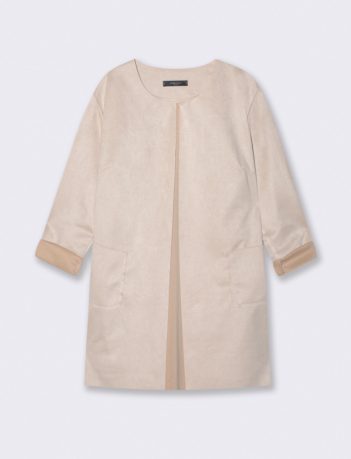 Giacca aperta no bottoni in tessuto suede - Vaniglia