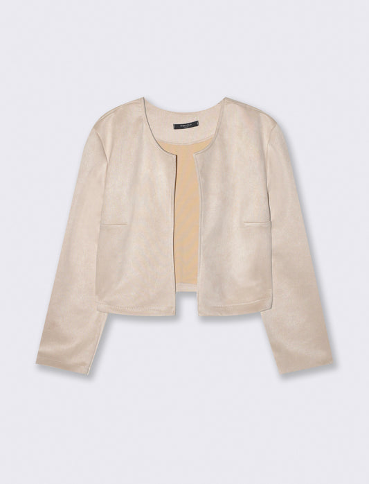 Giacca corta in suede - Vaniglia