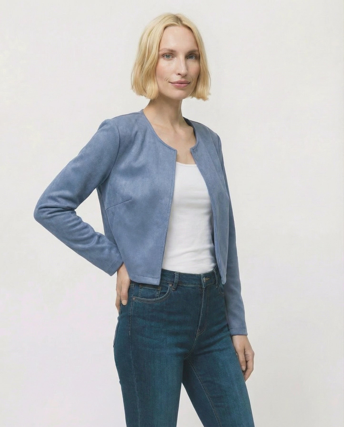 Giacca corta in tessuto suede - Denim