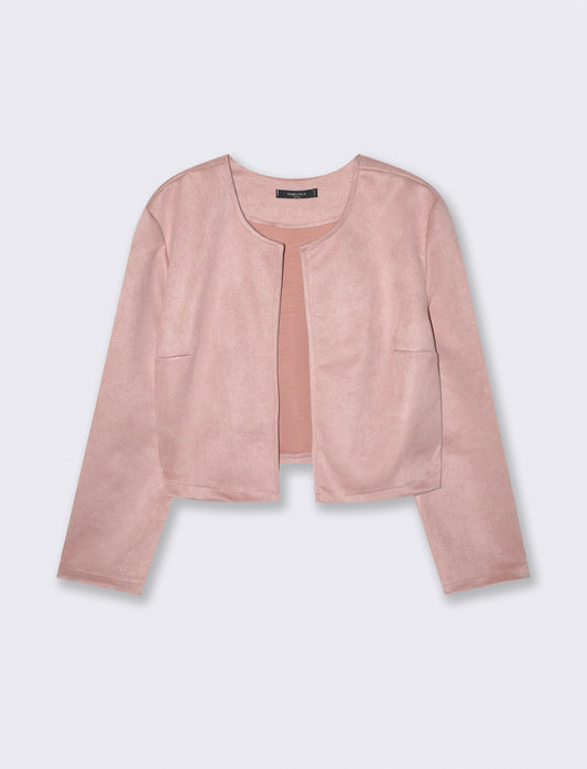 Giacca corta in suede - Cipria