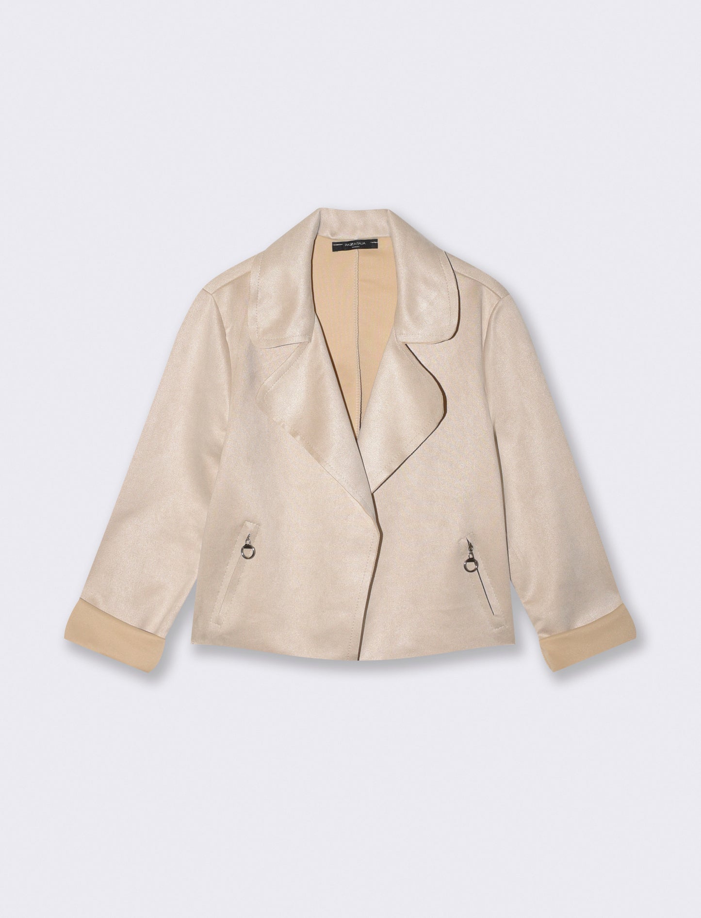 Chiodo in tessuto suede - Vaniglia