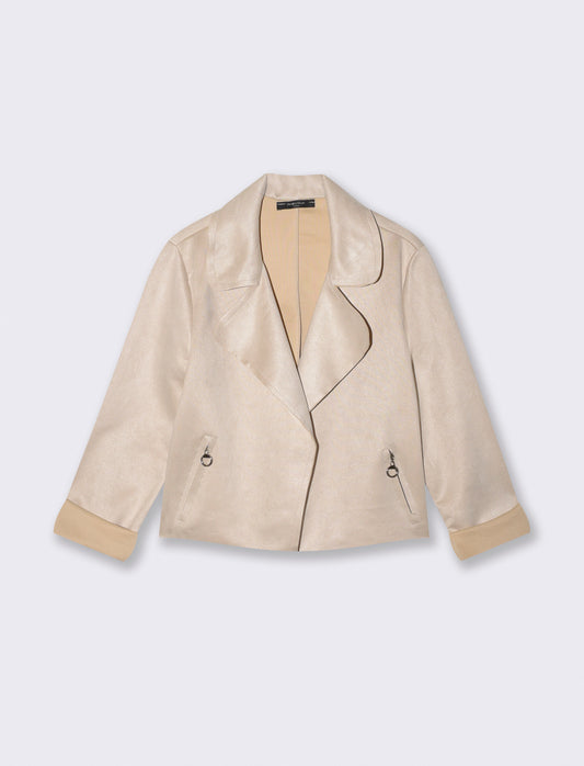 Chiodo in suede elegante - Vaniglia