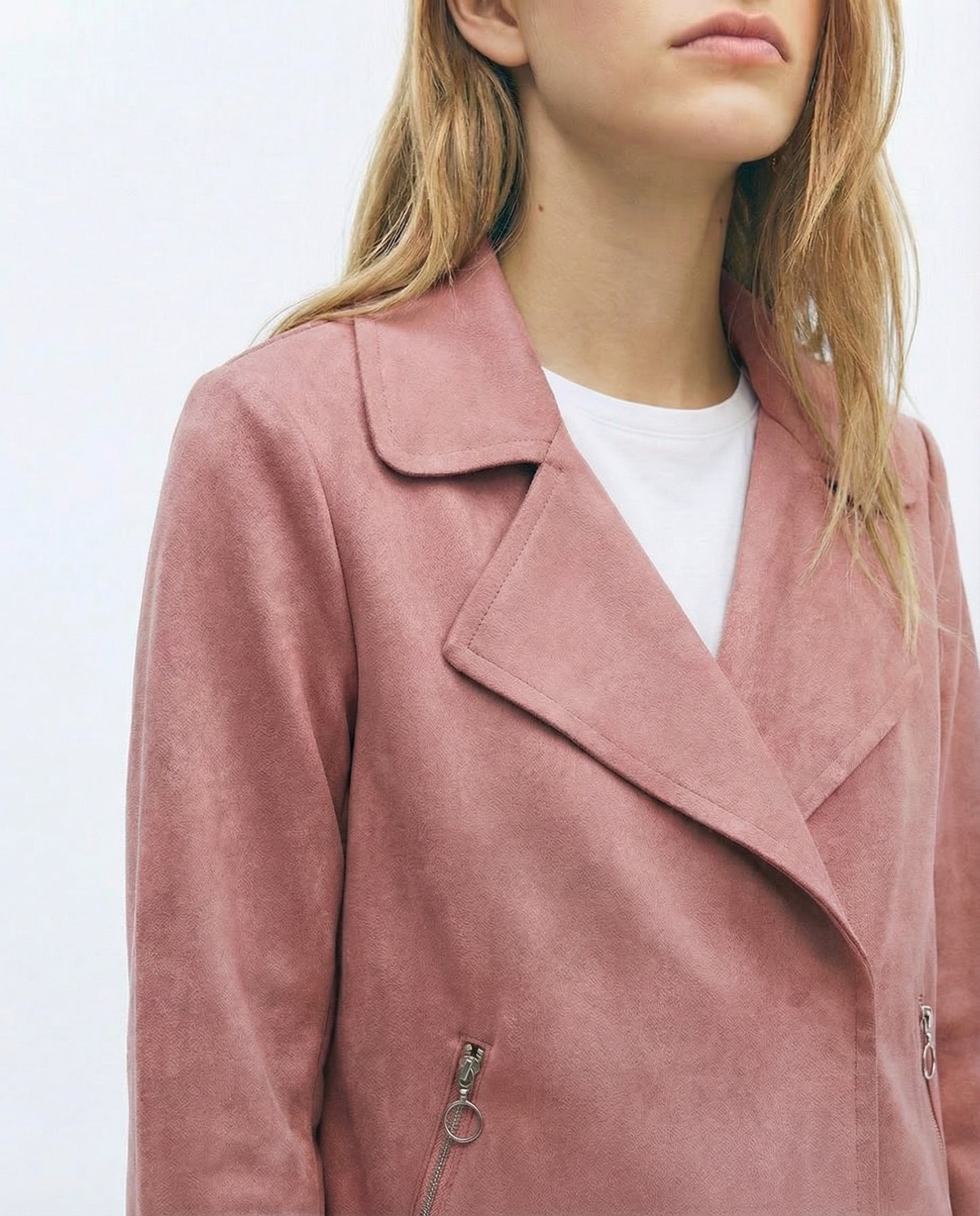 Chiodo in tessuto suede - Cipria