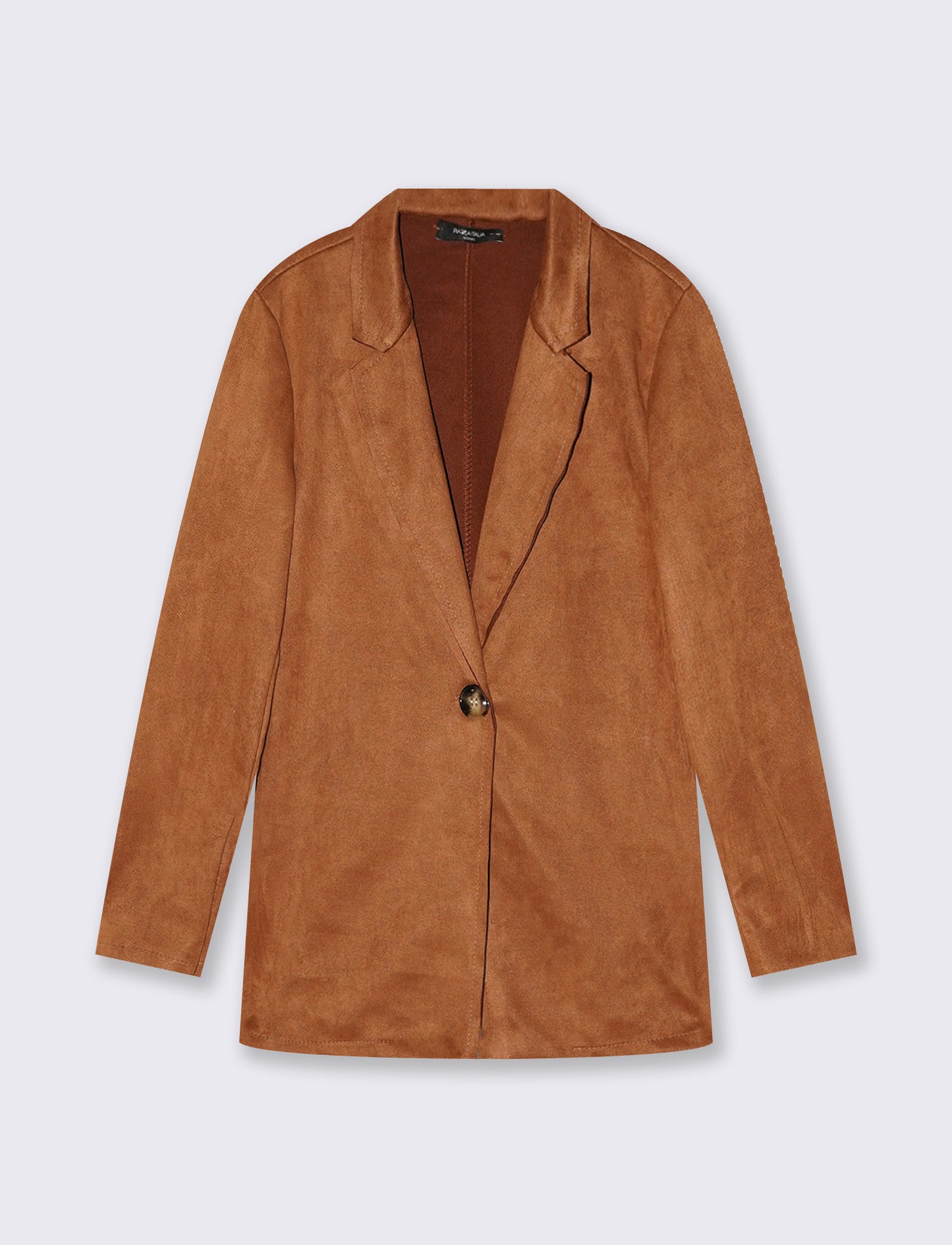 Single-breasted suede jacket - BROWN