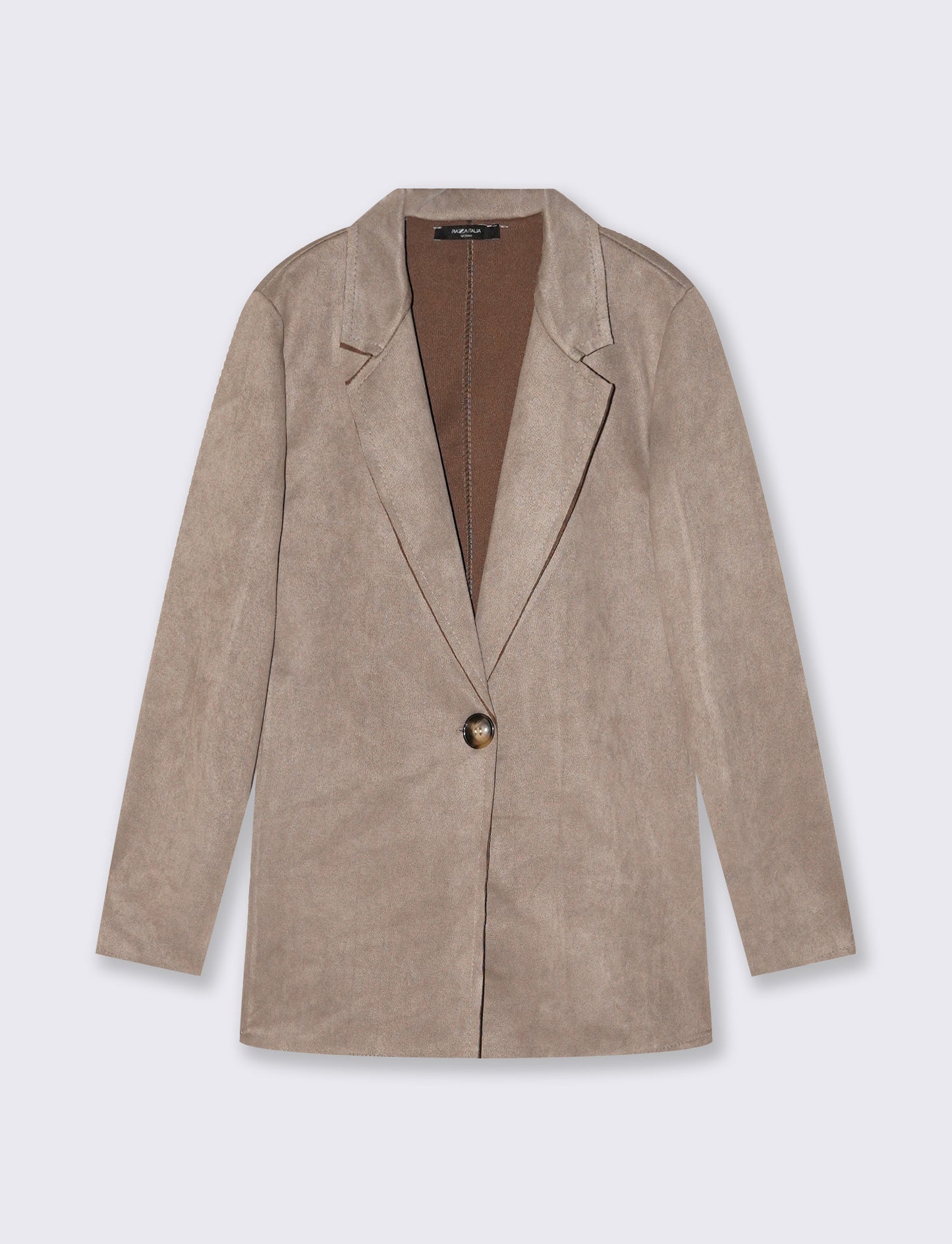 Giacca monopetto in suede - Grigio fango