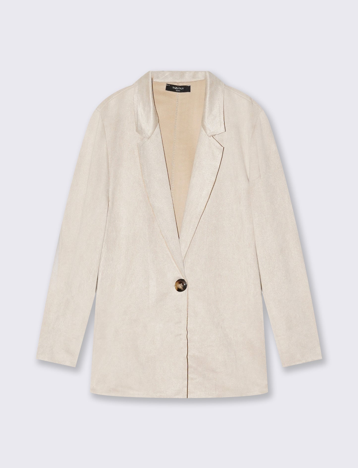 Giacca monopetto in tessuto suede - Vaniglia
