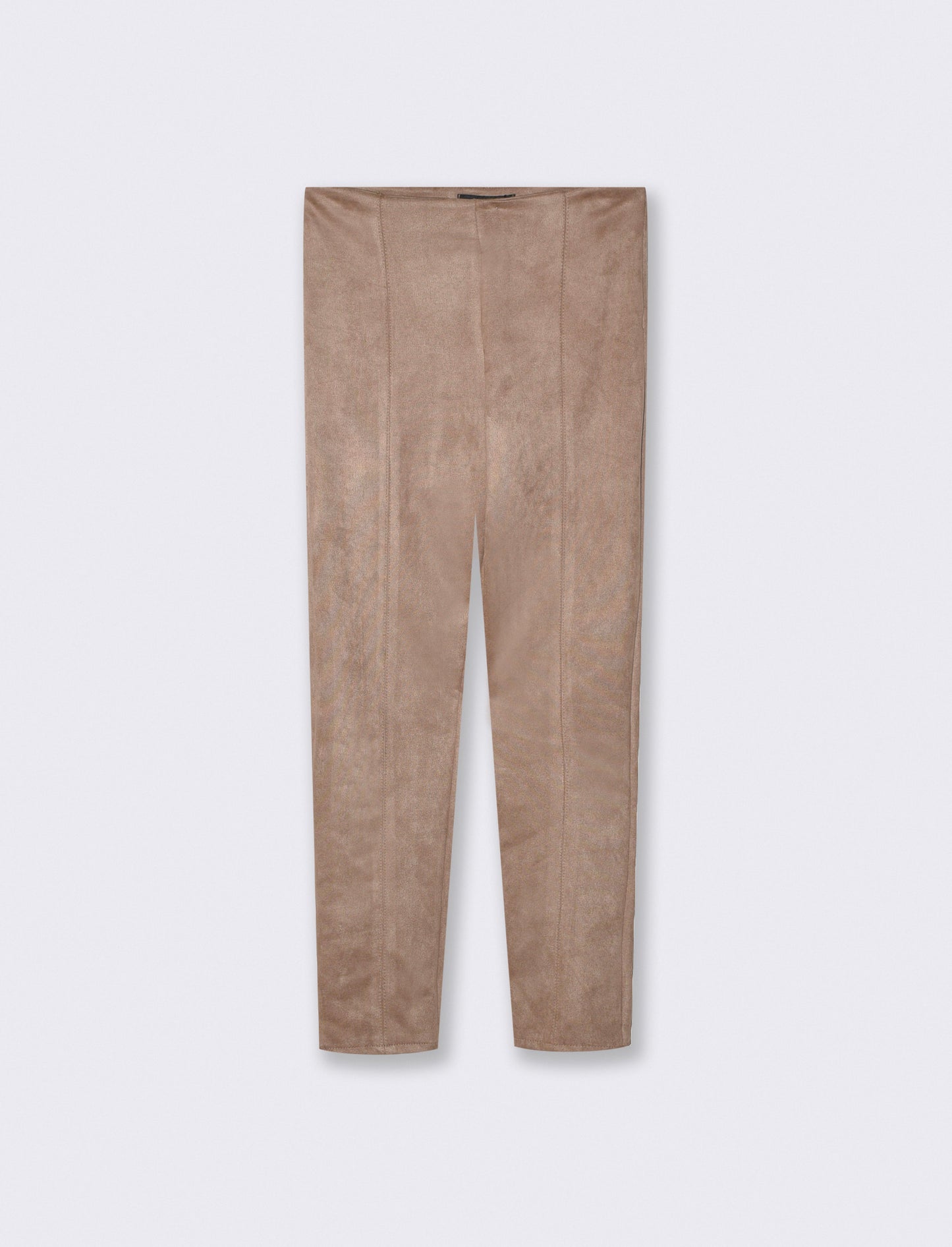 Pantalone elastico in tessuto suede - Grigio fango
