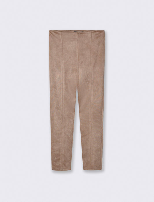 Pantalone elastico in suede - Grigio fango
