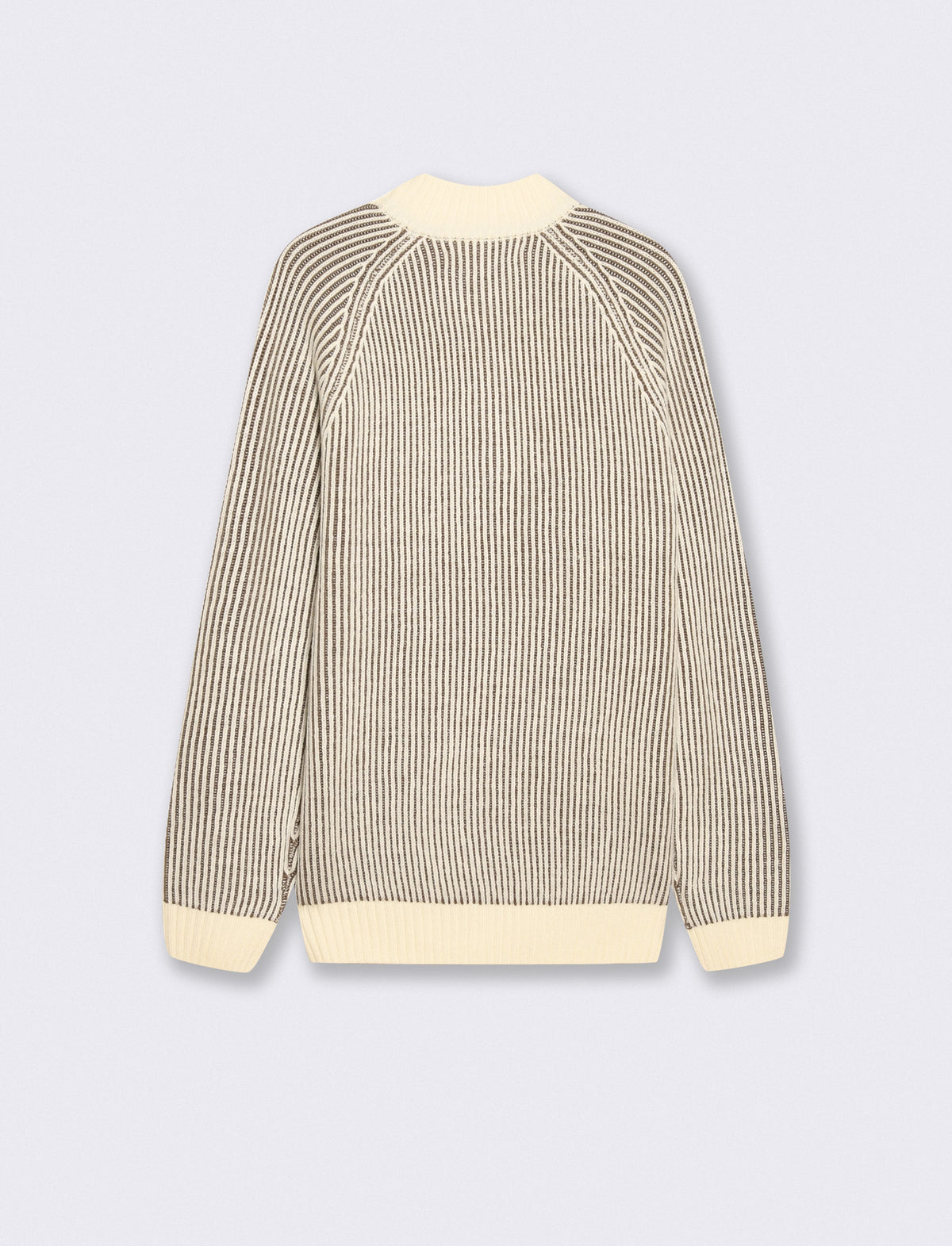 Ribbed zip turtleneck sweater - Beige