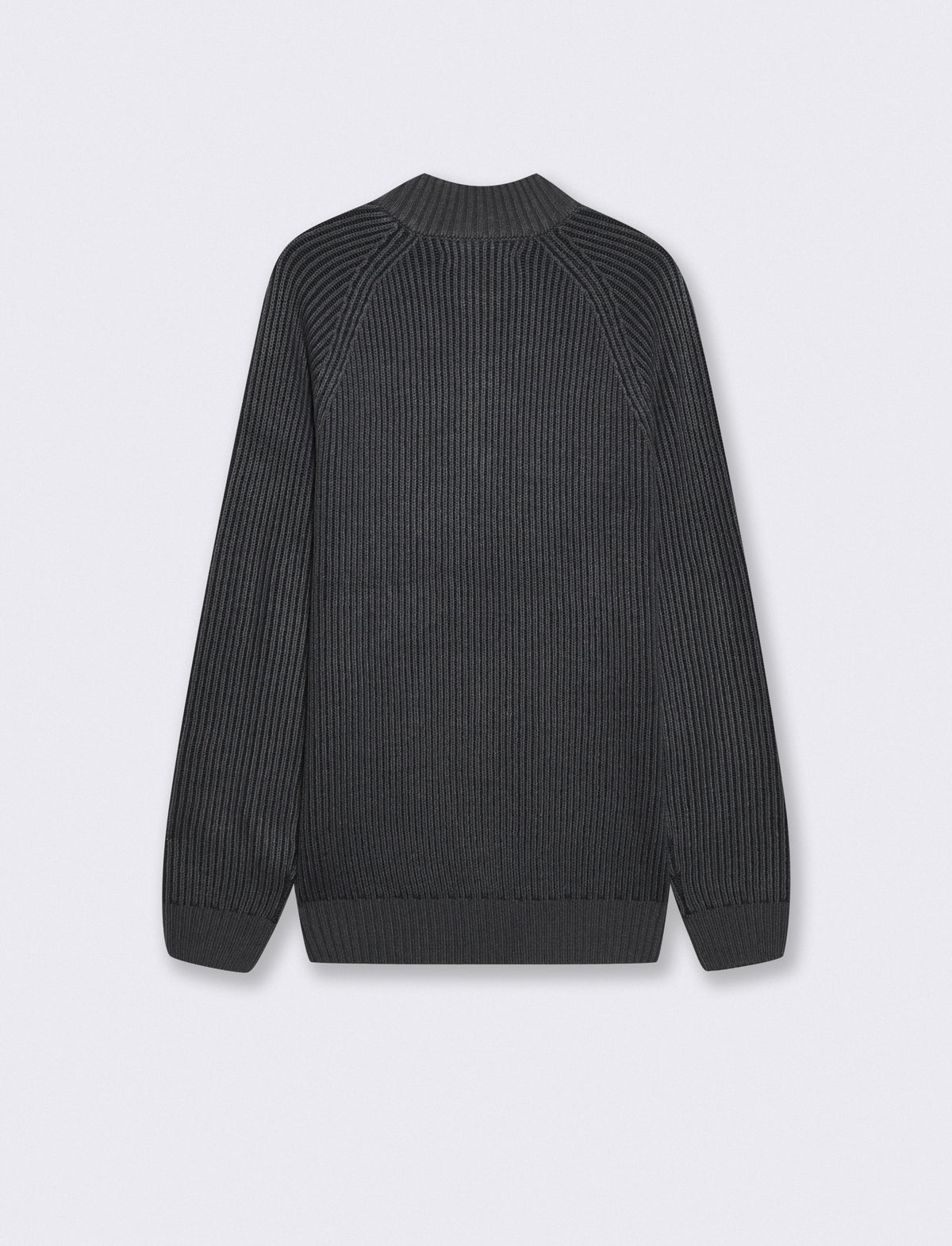 Ribbed zip turtleneck sweater - Blue