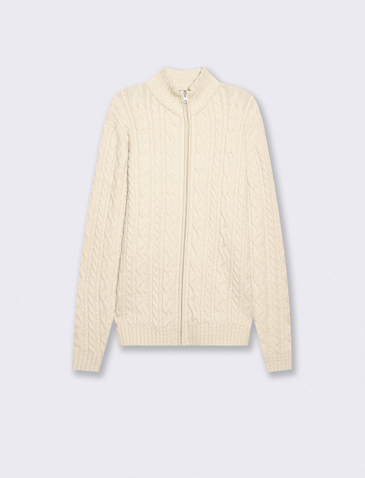 Men's Cable Knit Turtleneck Cardigan - Grey