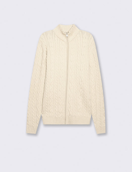 Maglia Cardigan Lupetto a Trecce Uomo - Grigio mel.