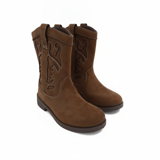 Brown microfiber cowgirl ankle boots - Brown