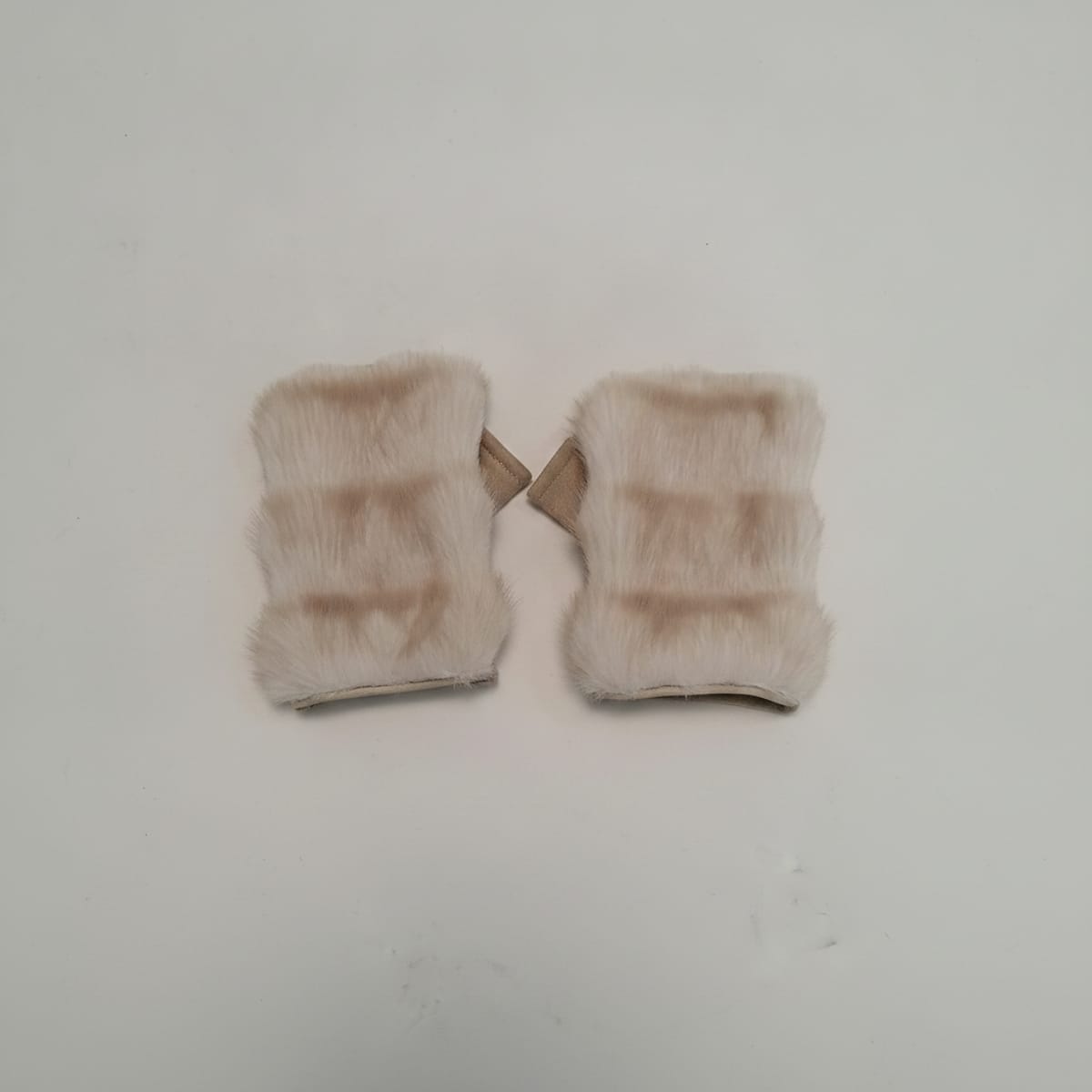 Guanti senza dita in finta pelliccia - Beige