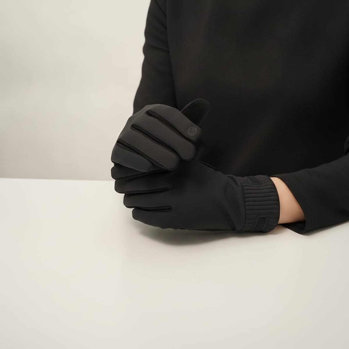 Guanti uomo in due tessuti touch - Nero